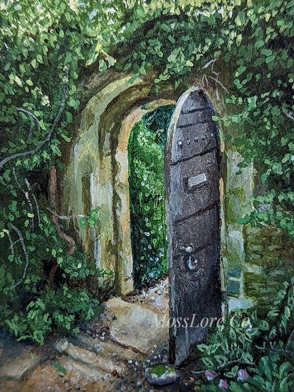 Garden Secrets: 3&quot; x 4&quot; Acrylic on watercolor paper